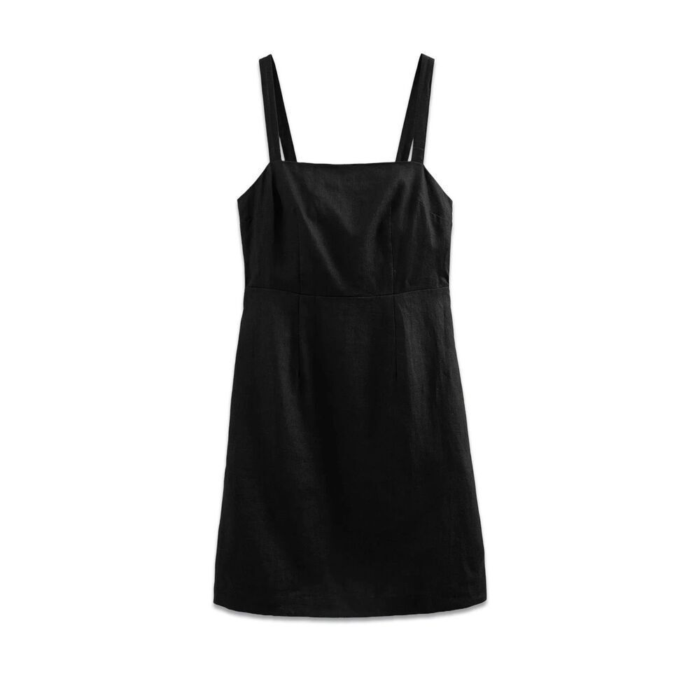Boden Strappy Linen Mini Dress Black Size 16/18